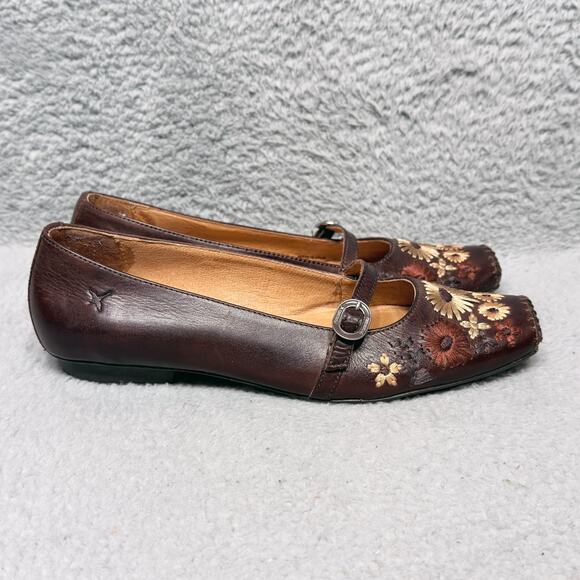 Pikolinos Floral Mary Jane Womens Size 8.5 Flats Brown Leather - Picture 2 of 12